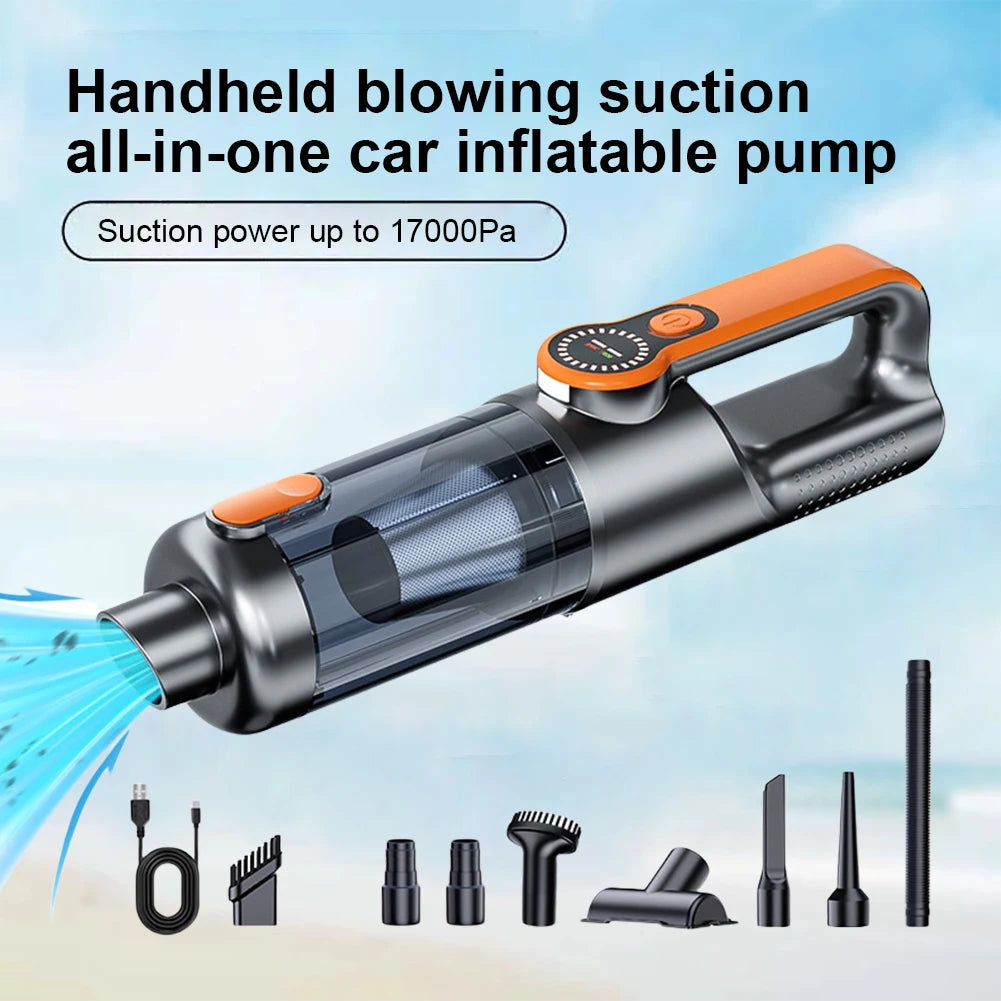 Alloet 2-in-1 Car Vacuum Cleaner & Compressed Air Duster – 17000Pa Suction, Rechargeable