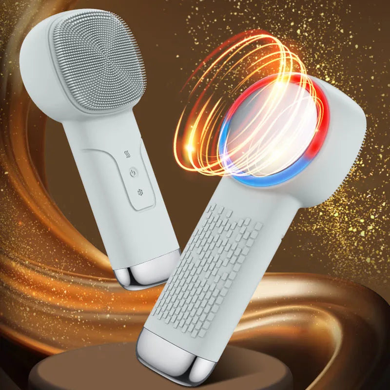 Alwafore Rechargeable Silicone Facial Cleansing Brush with Hot & Cold Compress – IPX6 Waterproof Deep Clean Tool