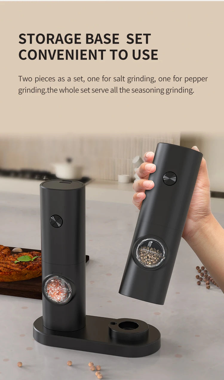 Automatic Gravity Pepper Grinder – LED Light Adjustable Coarseness Battery Operated