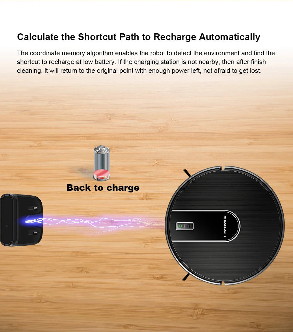 Liectroux N7S-U Smart Robot Vacuum Cleaner – Wet & Dry Mop, HEPA Filter, Alexa Ready