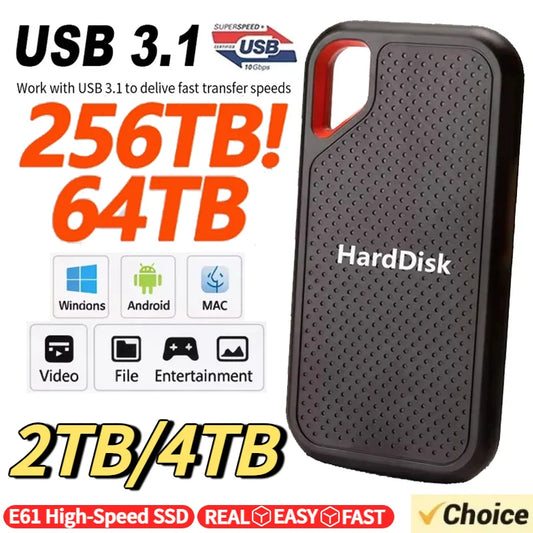 Portable External SSD USB 3.2 – High-Speed NVMe Storage for PC, Mac, Android & Consoles