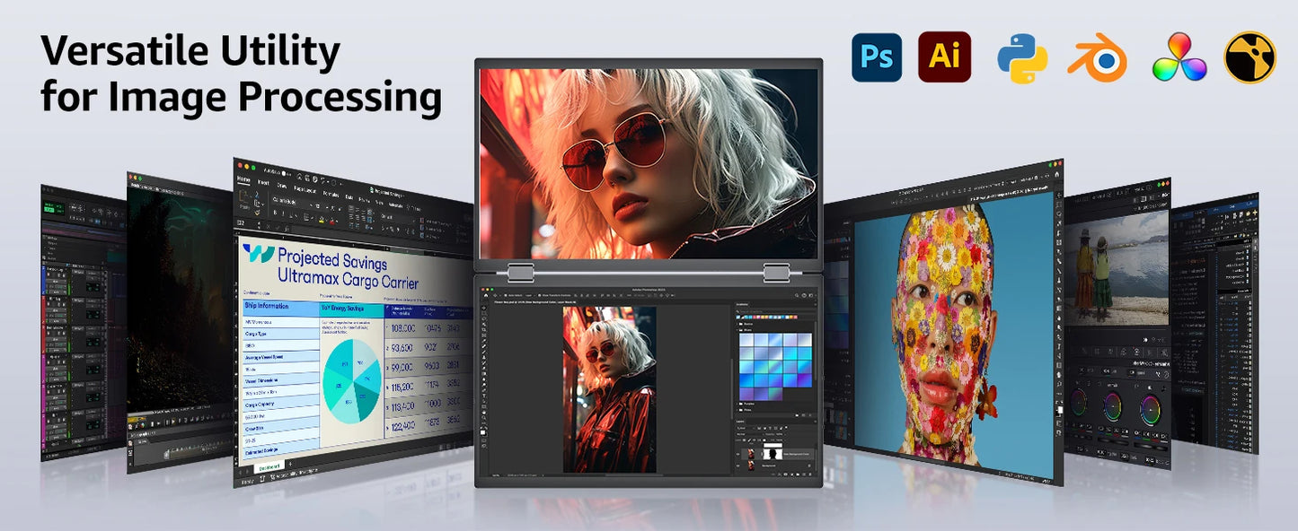 15.6″ Folding Dual Monitor | FHD IPS 1080P | USB-C Portable Display | Built-in Speakers