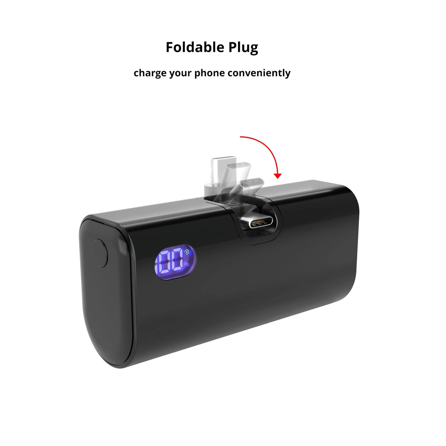 Pocket Power Bank 5000mAh – 22W PD Fast Charge with Foldable Plug