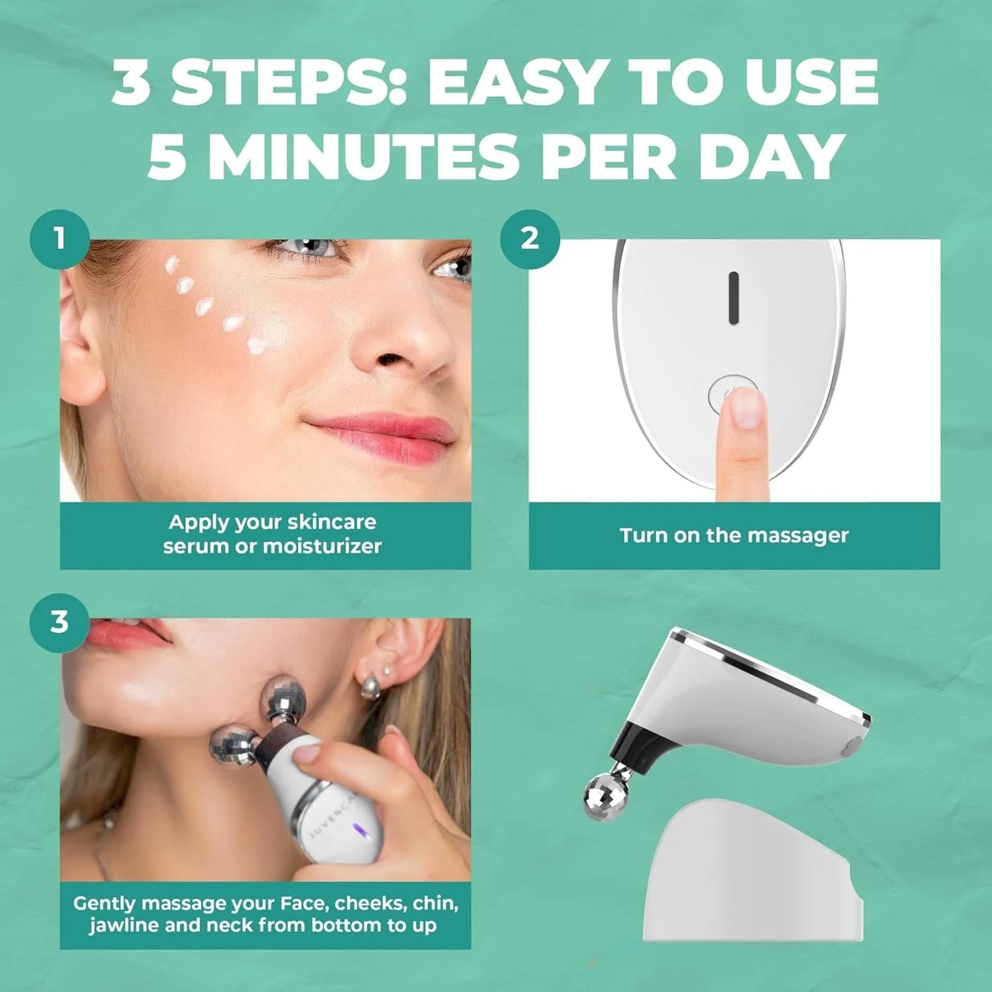 GYLOV Microcurrent Facial Massager – EMS Face Roller for Lifting & Glow