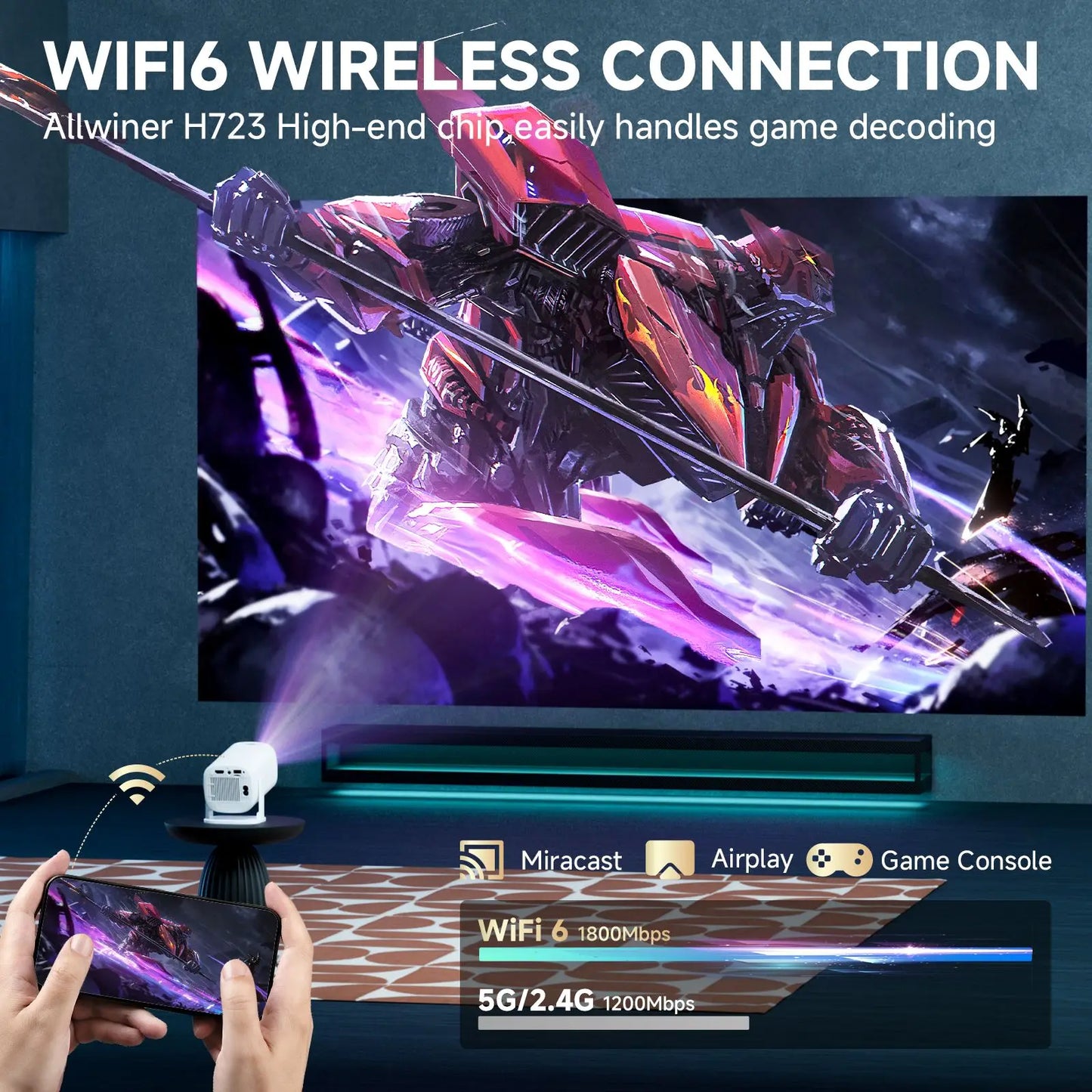 P30 Pro Smart Mini Projector – Android 14, WiFi 6, BT 5.0, 720P Native