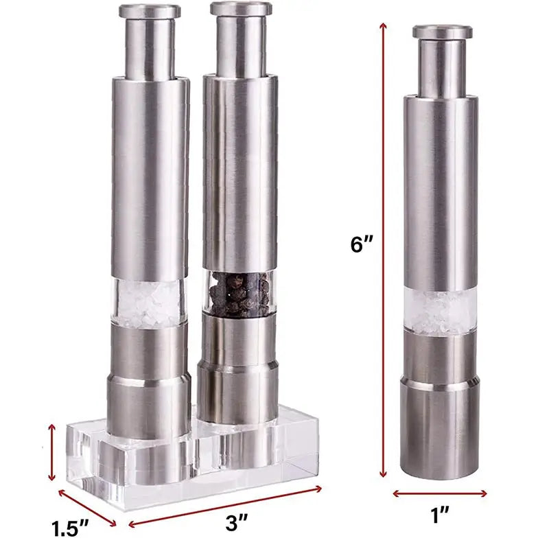 Stainless Steel Finger Salt & Pepper Grinder – Manual Thumb-Press Spice Mill (Eco-Friendly, No Battery)