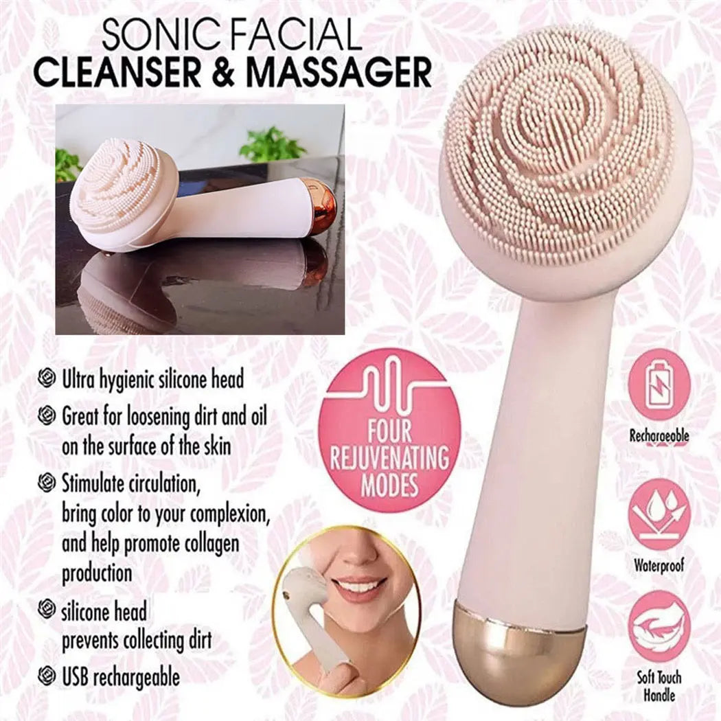 Silicone Facial Cleansing Brush – USB Rechargeable IPX6 Vibration Cleanser