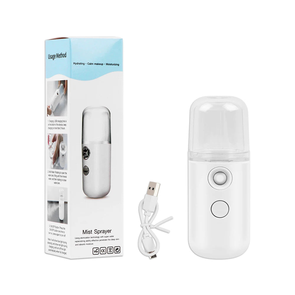 SALORIE Nano Facial Mist Sprayer – Rechargeable 30ml Ionic Face Spray for Skin Hydration
