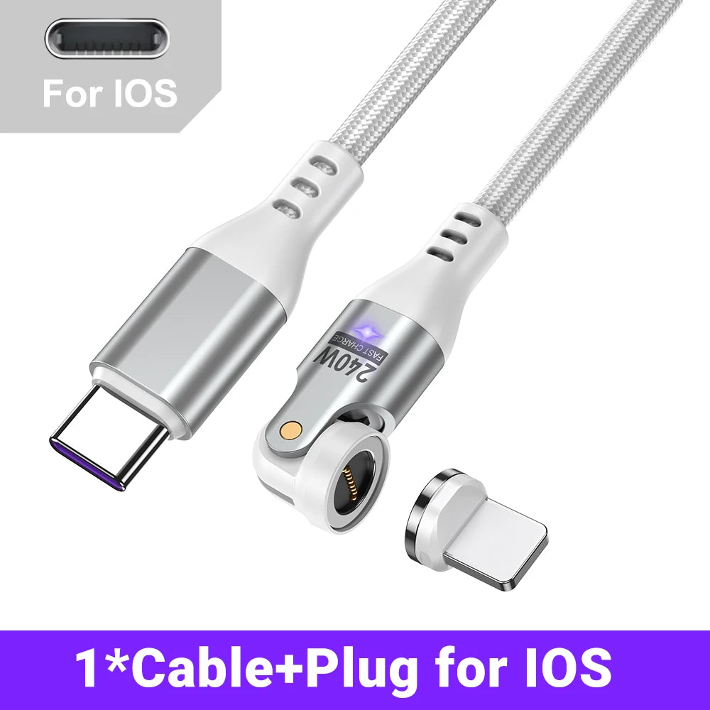 240W PD Magnetic Charging Cable – 48V 5A USB-C for Laptops, Phones & Tablets