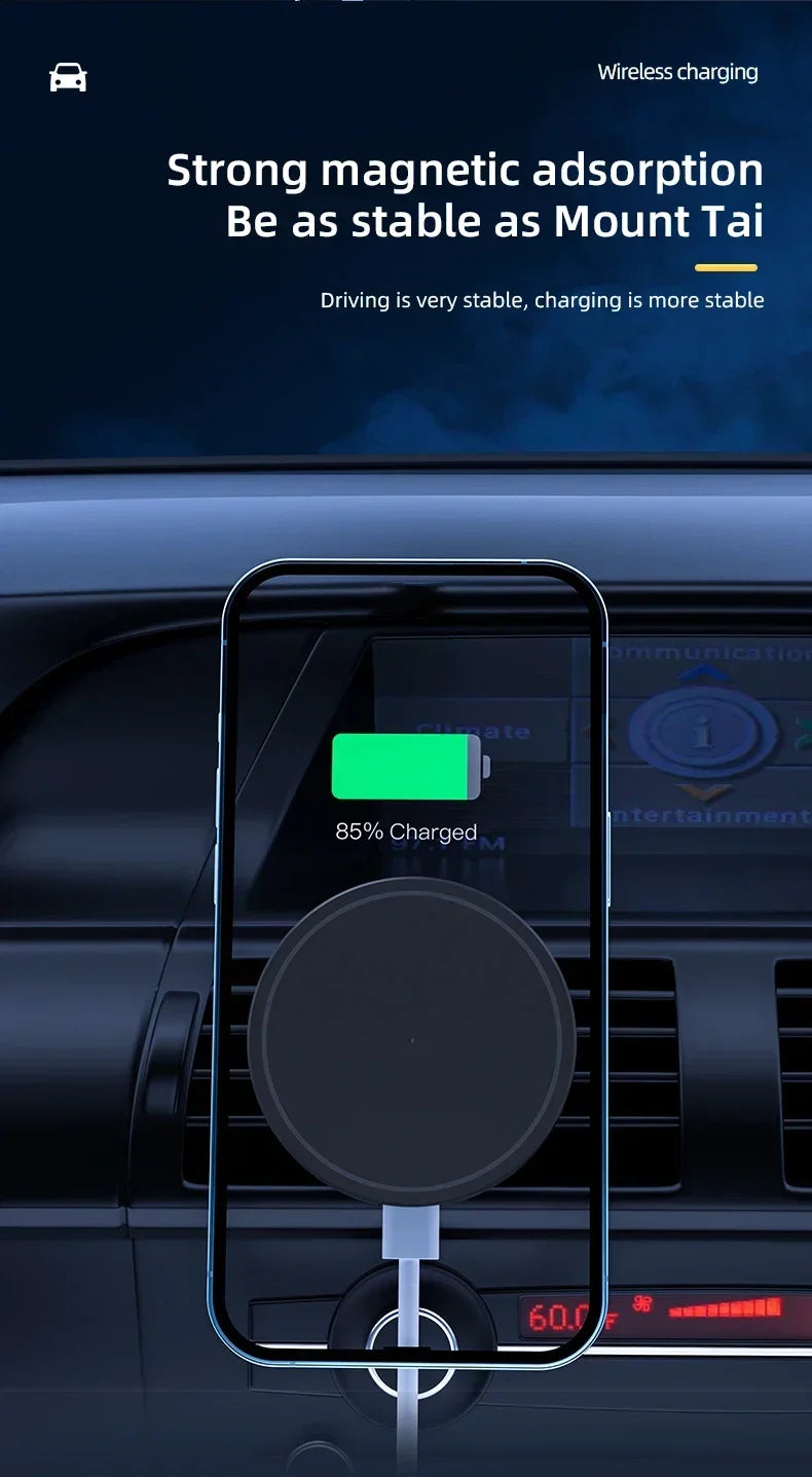 30W MagSafe-Style Car Charger – Magnetic Air Vent Phone Mount