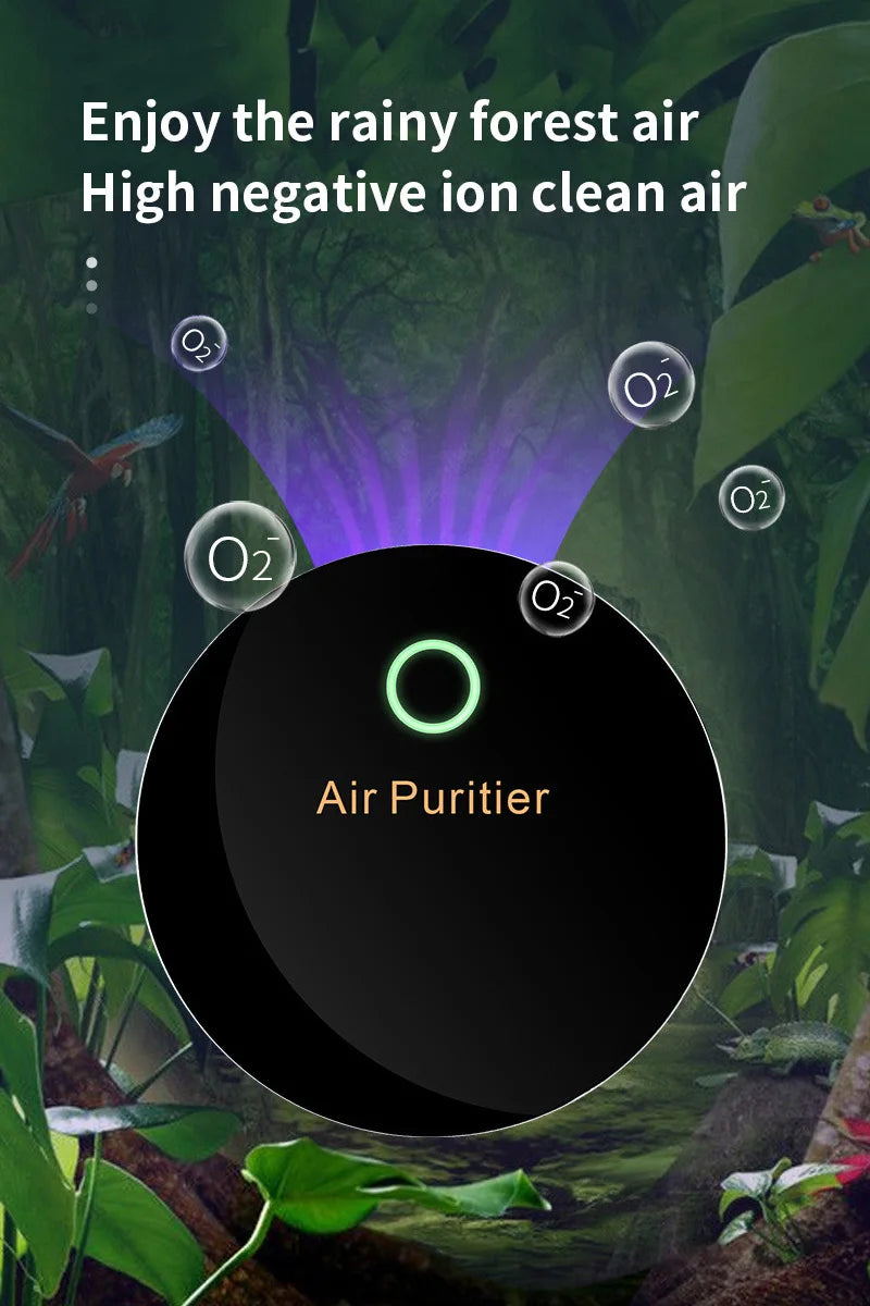 USB Air Purifier with 15 Million Negative Ions & Active Oxygen – Compact Deodorizer for Car & Small Spaces