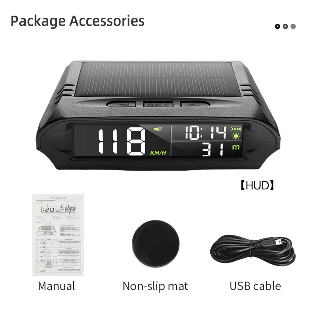 MAIMEIMI Solar GPS Car Head-Up Display – Universal Digital Speedometer HUD with Overspeed & Fatigue Alertsr
