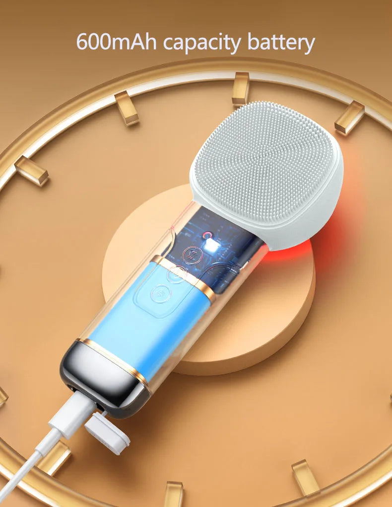 Alwafore Rechargeable Silicone Facial Cleansing Brush with Hot & Cold Compress – IPX6 Waterproof Deep Clean Tool