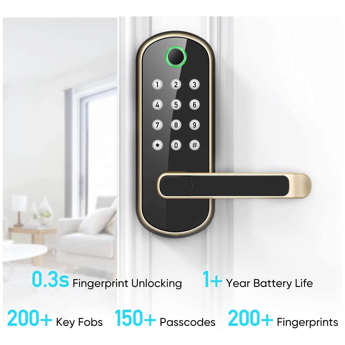 L.AOL.AU B05 Smart Fingerprint Door Lock – WiFi App, NFC & IP67 Waterproof