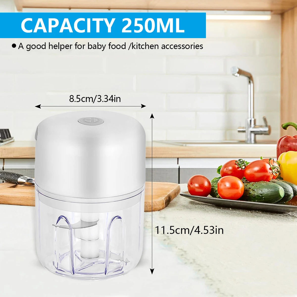 MOBEM Mini Electric Food Chopper – Wireless Garlic & Vegetable Chopper, USB Rechargeable