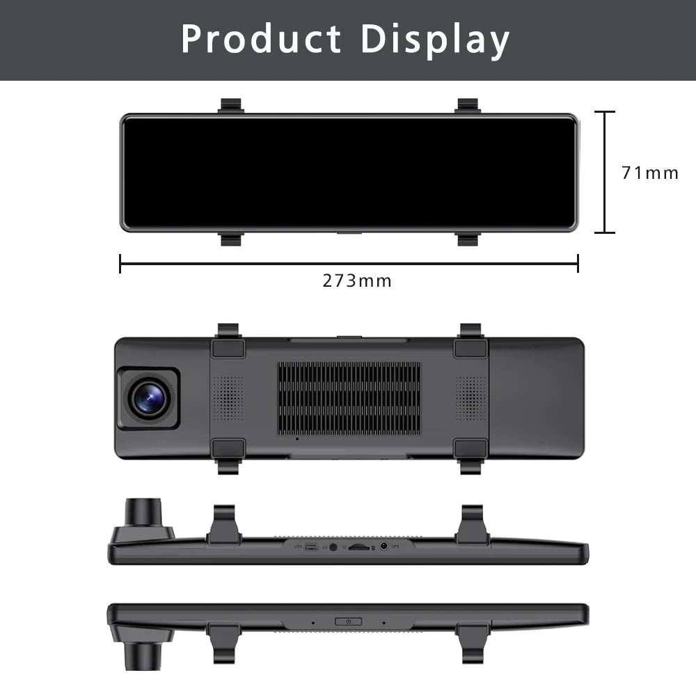 11.26” 4K Rearview Mirror DVR | CarPlay, Android Auto, GPS Ready