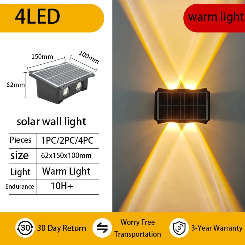 CHENBEN Solar LED Wall Light | IP65 Waterproof Outdoor Wall Lamp, Warm/RGB