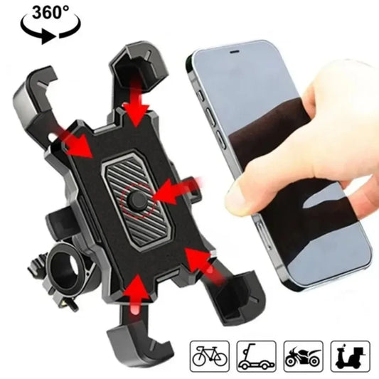 Universal Motorcycle & Bicycle Phone Holder – Secure Handlebar Mount (Black)