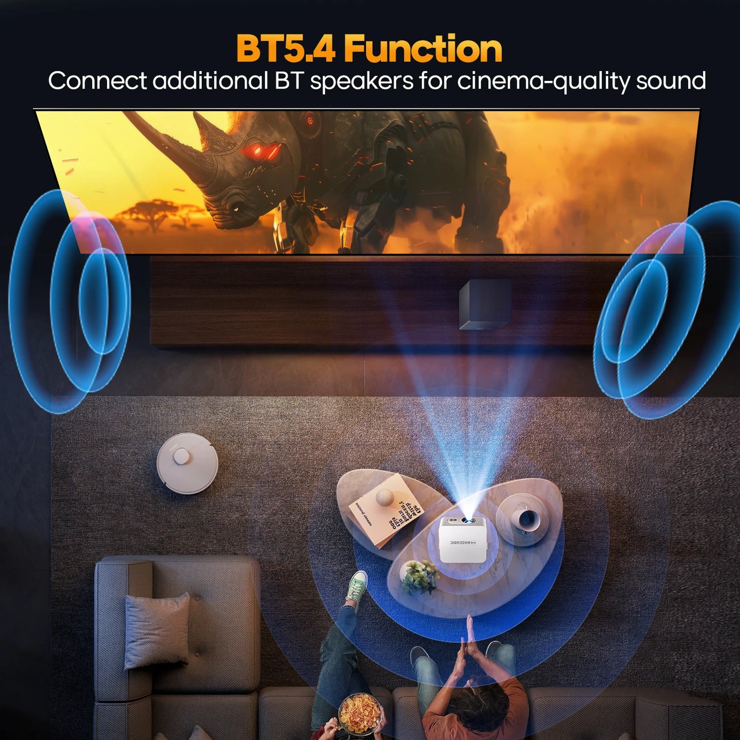 HY300 Max Smart Projector – Android 14, 400 ANSI, Auto Focus & Keystone