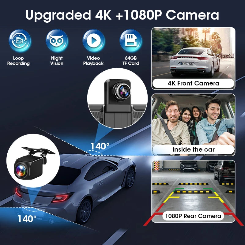Develuck 11.26” 4K Smart Rearview Mirror Dash Cam with CarPlay & Android Auto