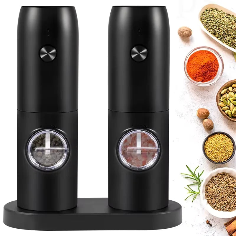 OEING Automatic Pepper Grinder Set – USB-C Rechargeable, 5-Level Coarseness, LED Light