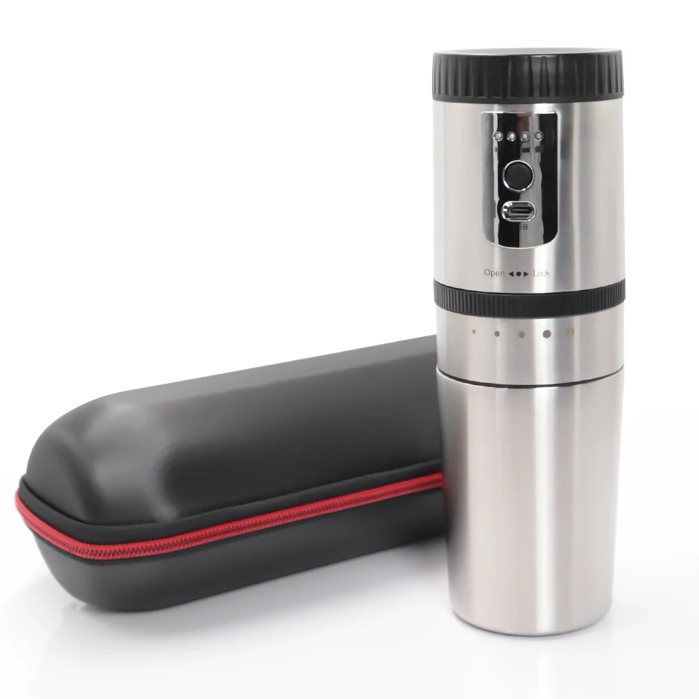 SENSEMAKE Portable Electric Coffee Maker with Grinder – Rechargeable 3-in-1 Travel Brewer