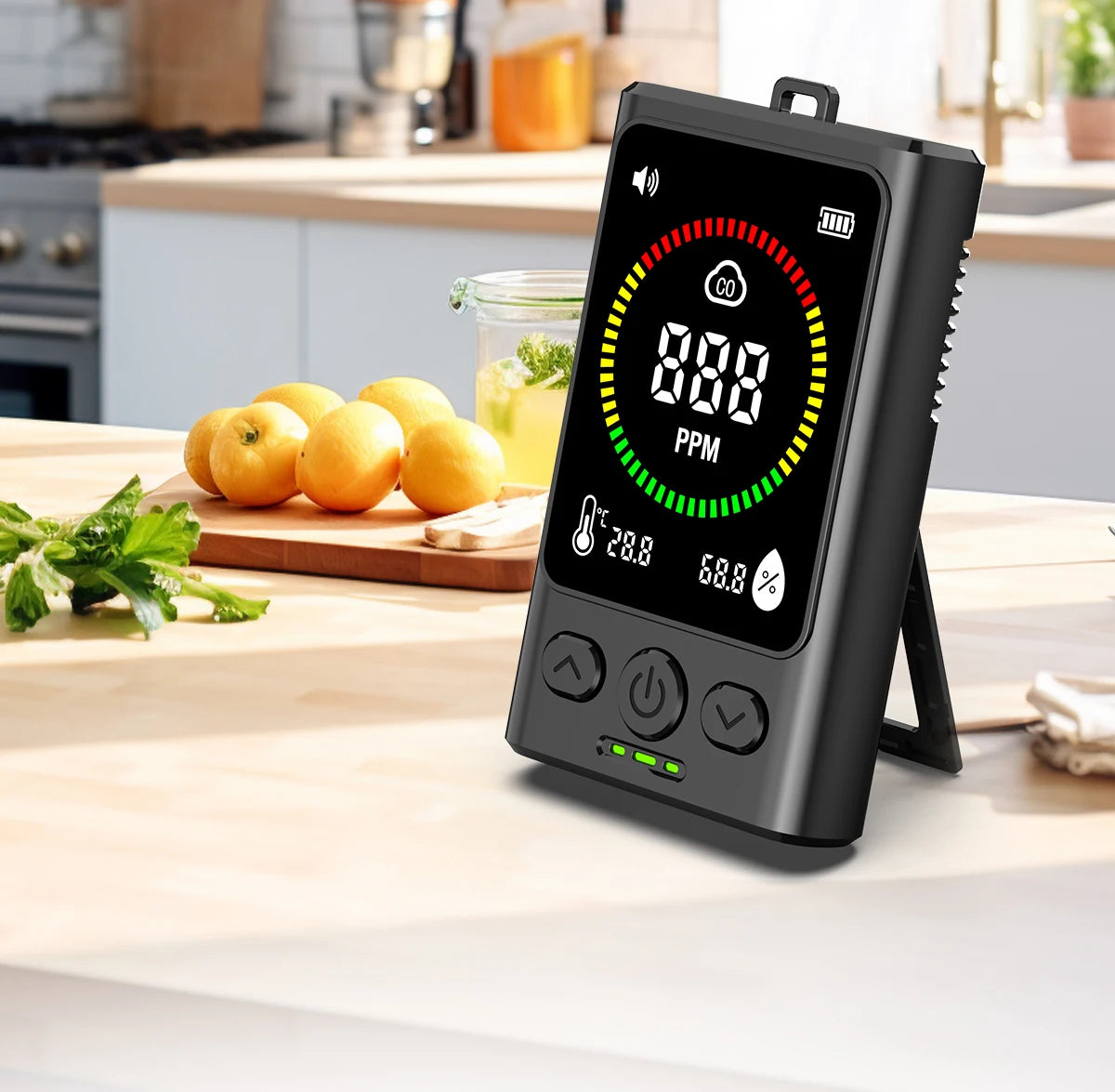 Portable Carbon Monoxide Detector with LCD Display, 85dB Alarm, Temp & Humidity Monitor, USB-C Rechargeable
