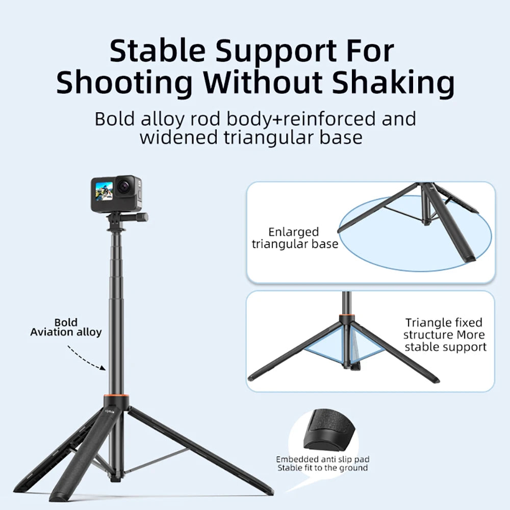 Portable Selfie Stick Tripod with 1/4″ Mount – Vlog & Live Stream