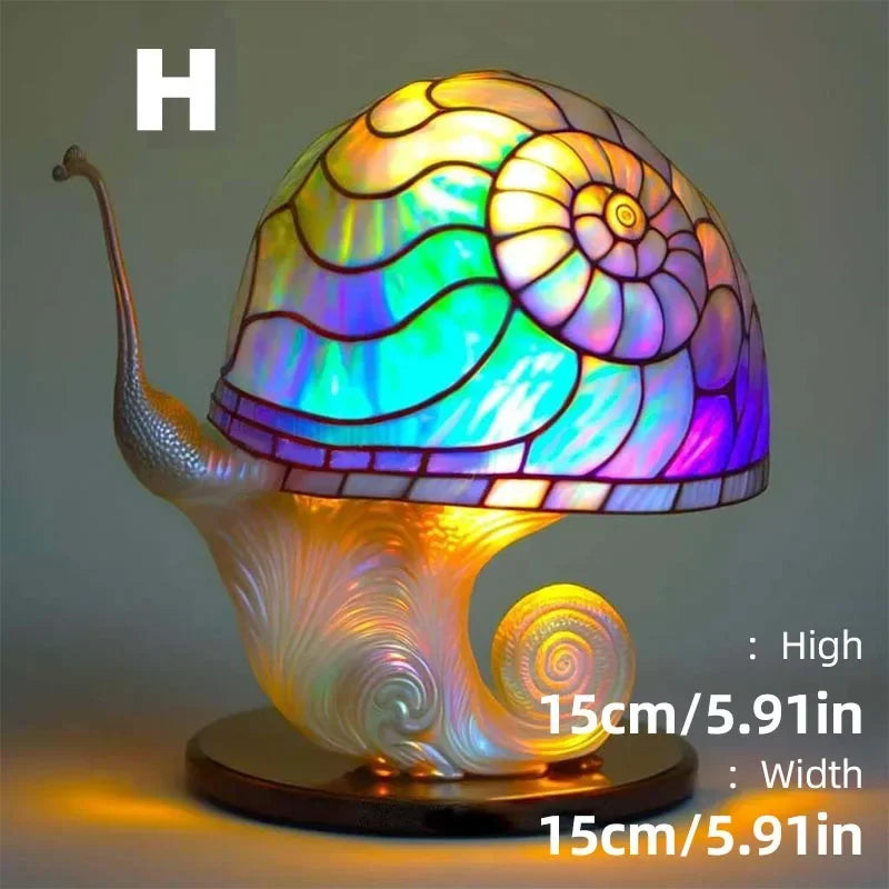 Creative Stained Glass Mushroom Table Lamp | Colorful Atmosphere Bedside Light