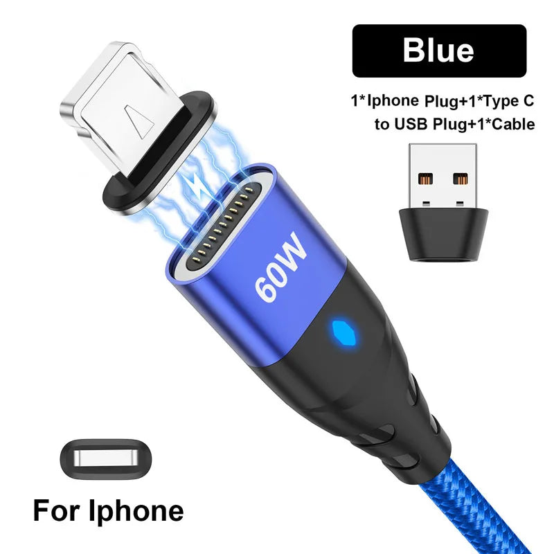 Nylon Braided 6-in-1 Charging Cable – QC3.0 Fast Charge & Data Sync (3A)