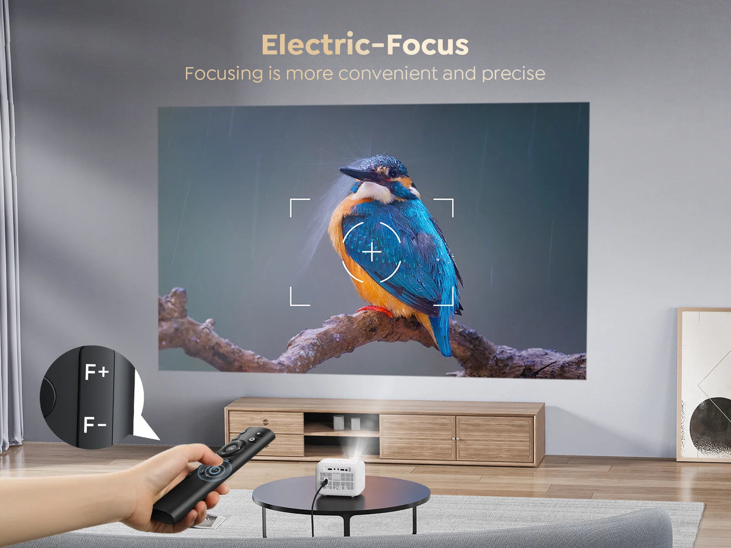 WiFi Bluetooth Projector – Auto Focus, Zoom, Outdoor Home Theater