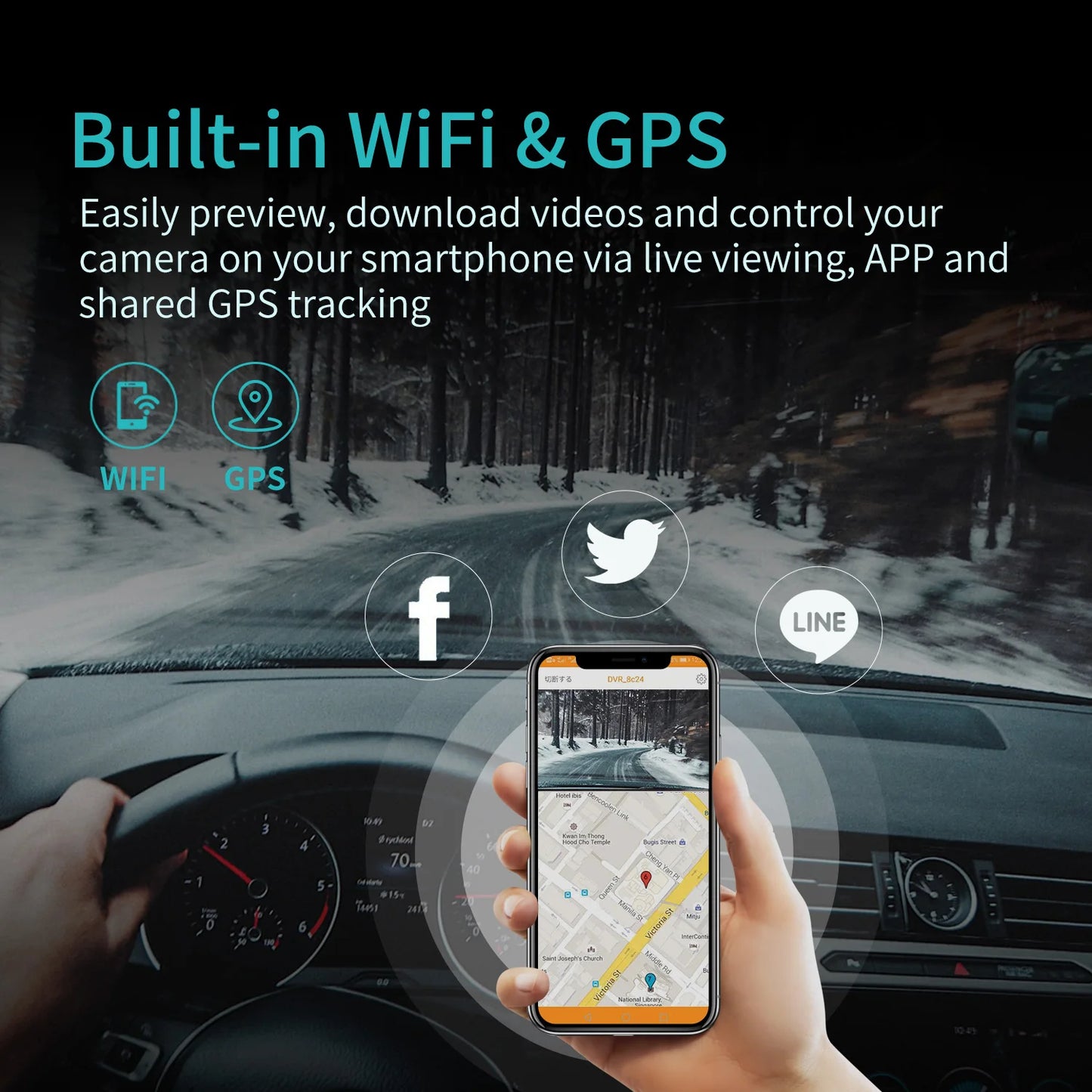 Sameuo U2000 4K Dash Cam – Front & Rear Car DVR with WiFi, Night Vision & Parking Monitor