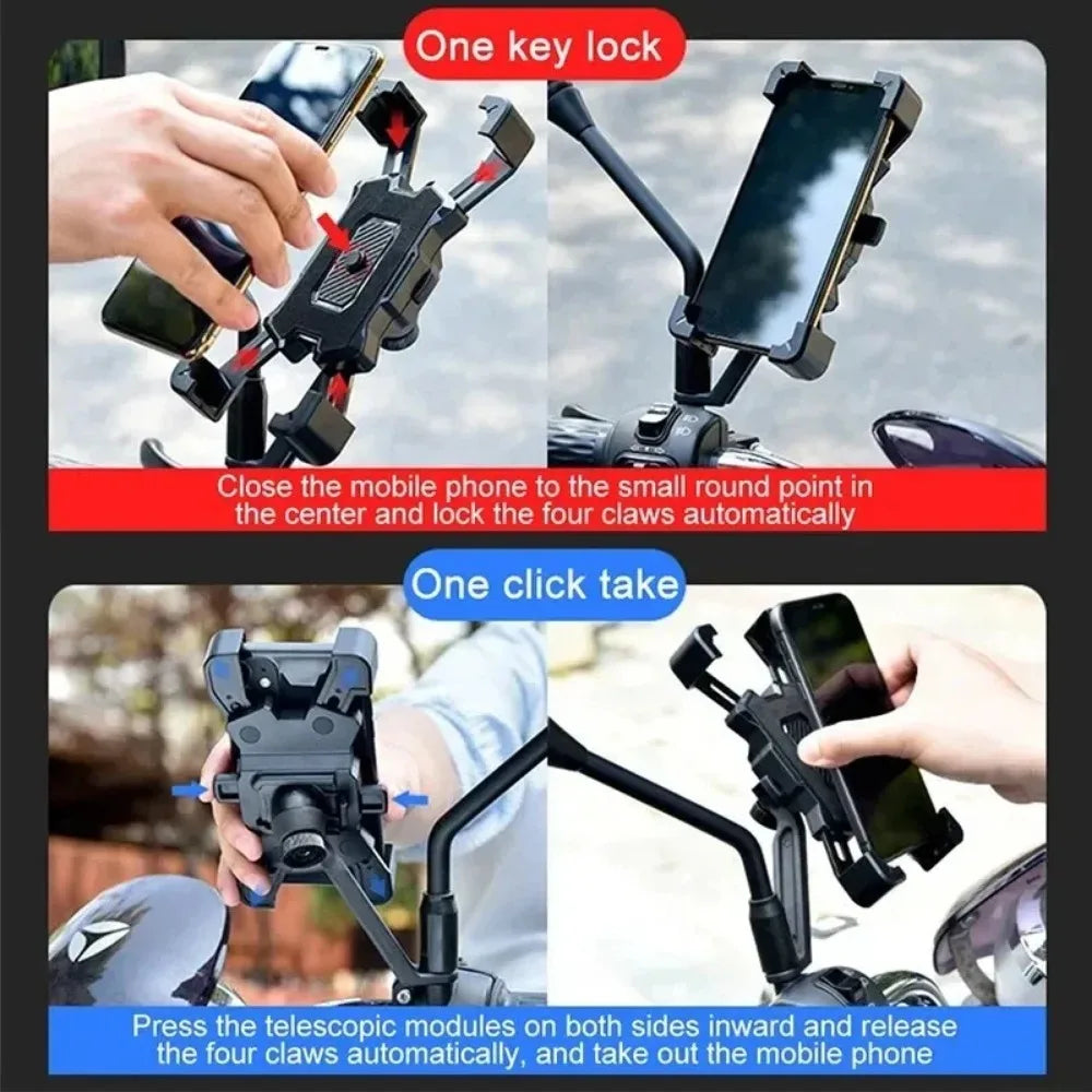 Universal Motorcycle & Bicycle Phone Holder – Secure Handlebar Mount (Black)
