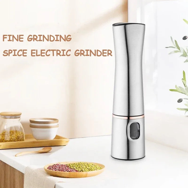 Electric Salt & Pepper Grinder – One-Touch Stainless Steel Spice Mill with Adjustable Coarseness