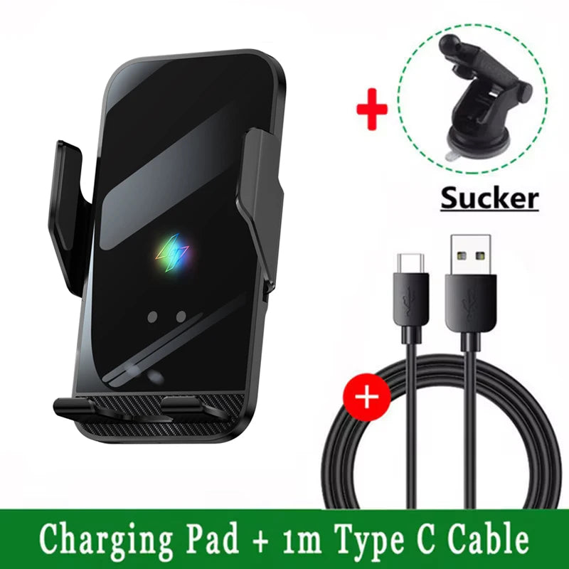 VIKEFON Qi Wireless Car Charger – One-Hand Auto Clamp with Cooling Fan