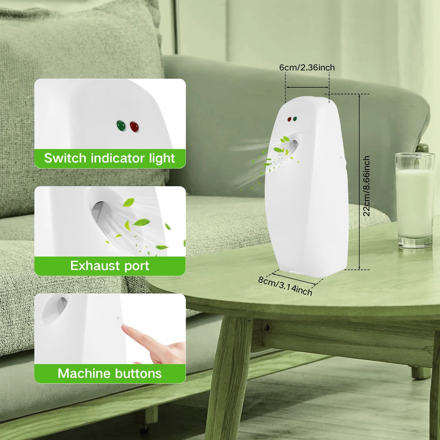 i Cafilas Automatic Air Freshener Spray Dispenser – 5/15/30 Min Timer, Battery Powered