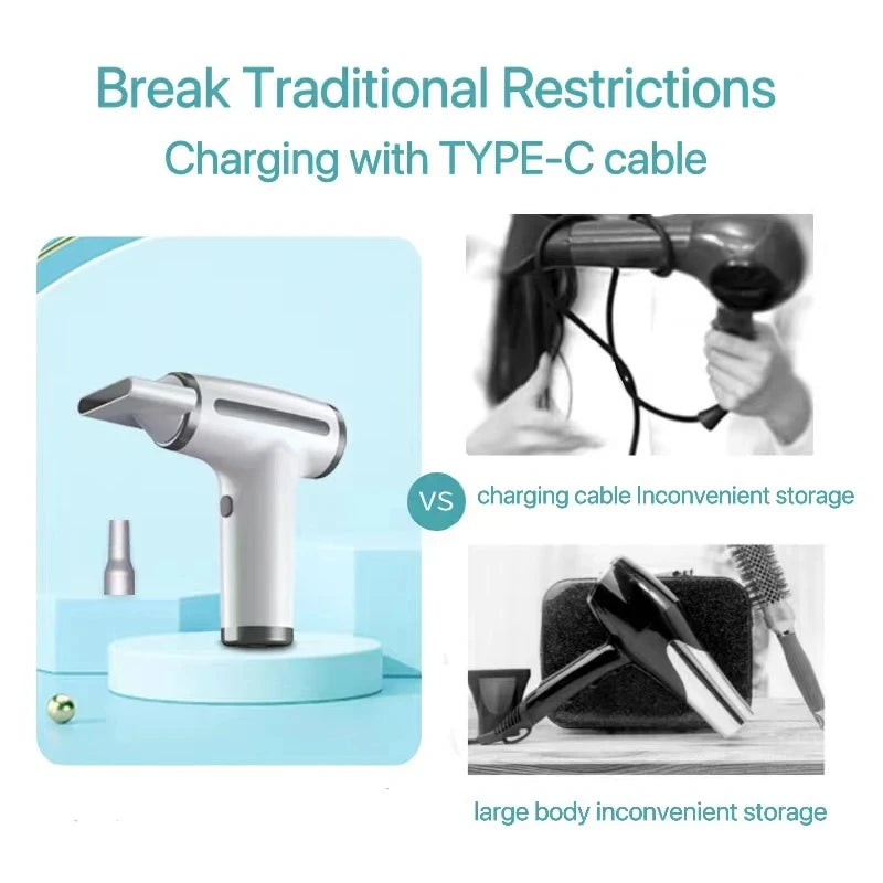 PDQ Wireless Ionic Hair Dryer – 4-Speed Portable Air Blower Kit