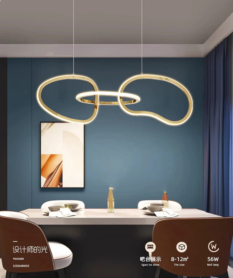 MZXFA Smart LED Pendant Light JLD0190 | Remote Dimmable, Modern Stainless Steel