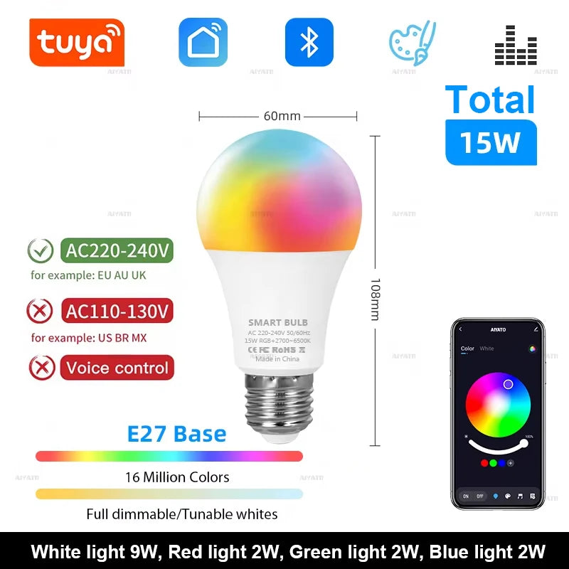 Moreins Smart LED Globe Bulb | Bluetooth RGB Light, Music Sync, 15W / 18W