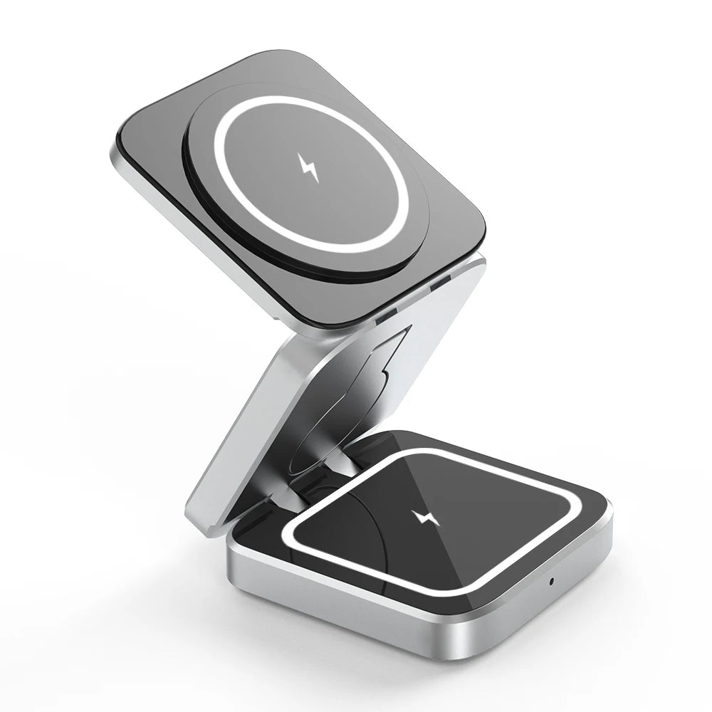 Portable 3-in-1 Magnetic Wireless Charging Station for iPhone & Samsung