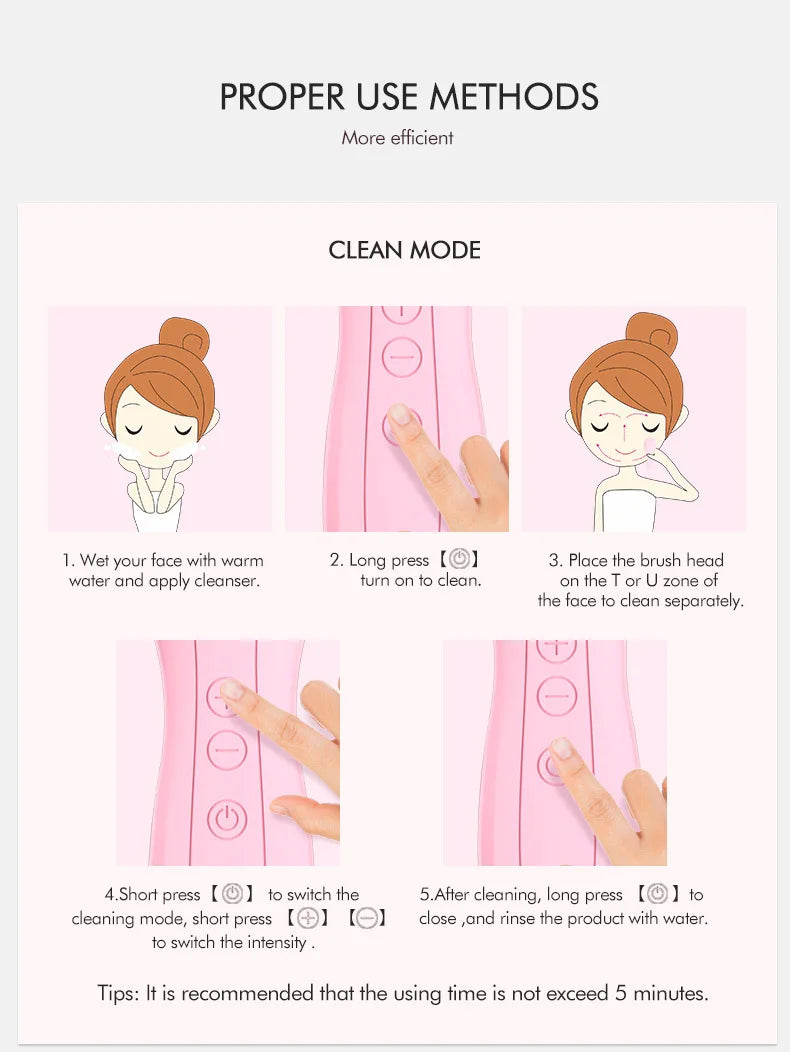 Windaily Rechargeable Silicone Facial Cleansing Brush – IPX7 Waterproof Deep Clean Vibration Tool