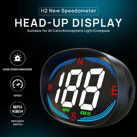 KWHUD GPS Car Head-Up Display – USB Powered Speedometer HUD with Compass, LED Ambient Light & Overspeed Alert