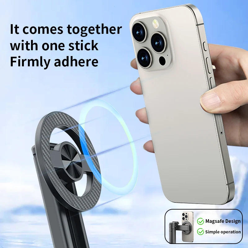 Mini MagSafe Selfie Stick Tripod – Bluetooth Remote & 360° Rotation
