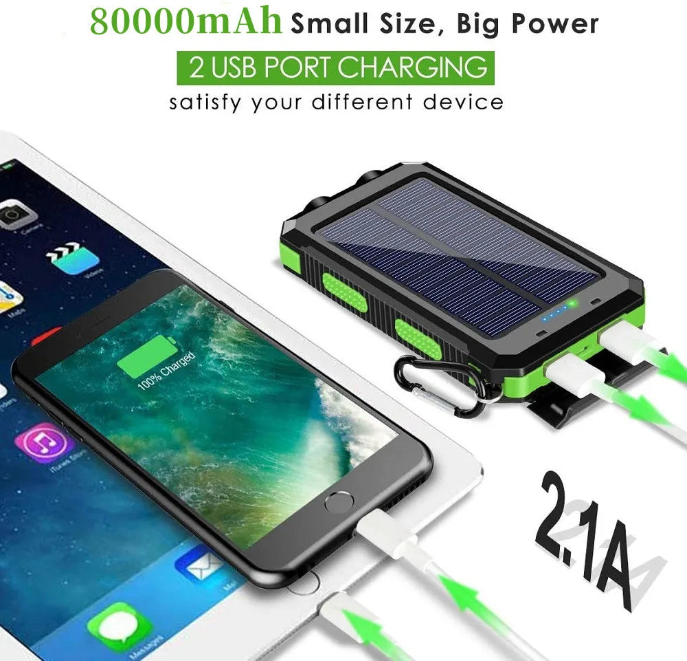 Solar Power Bank with LED Torch & Compass – Outdoor Emergency Charger (20W)