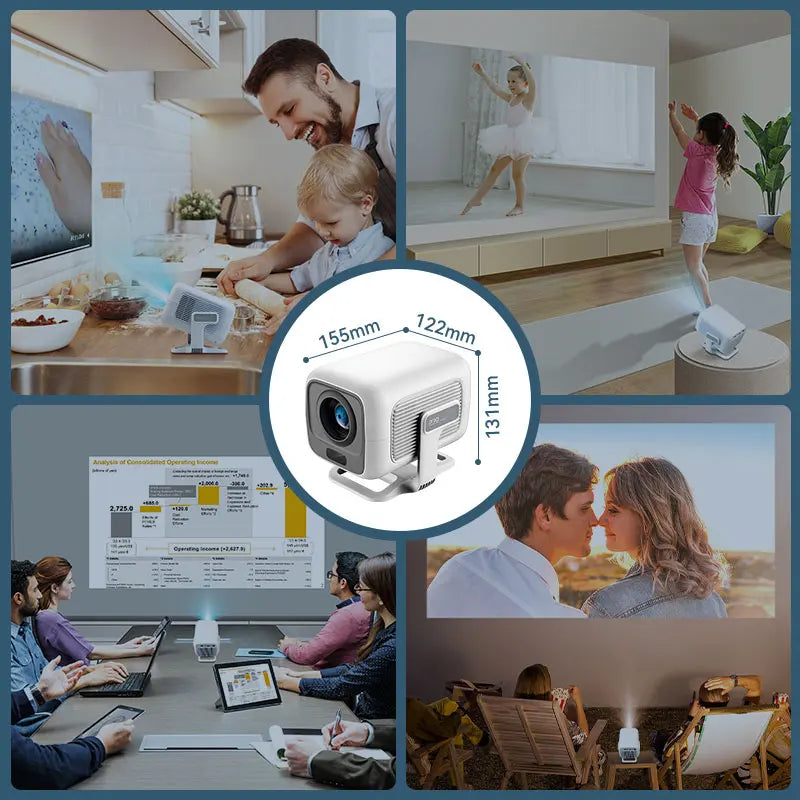 Mini Android Projector – 600 ANSI Brightness, Auto Keystone, Built-In Speaker
