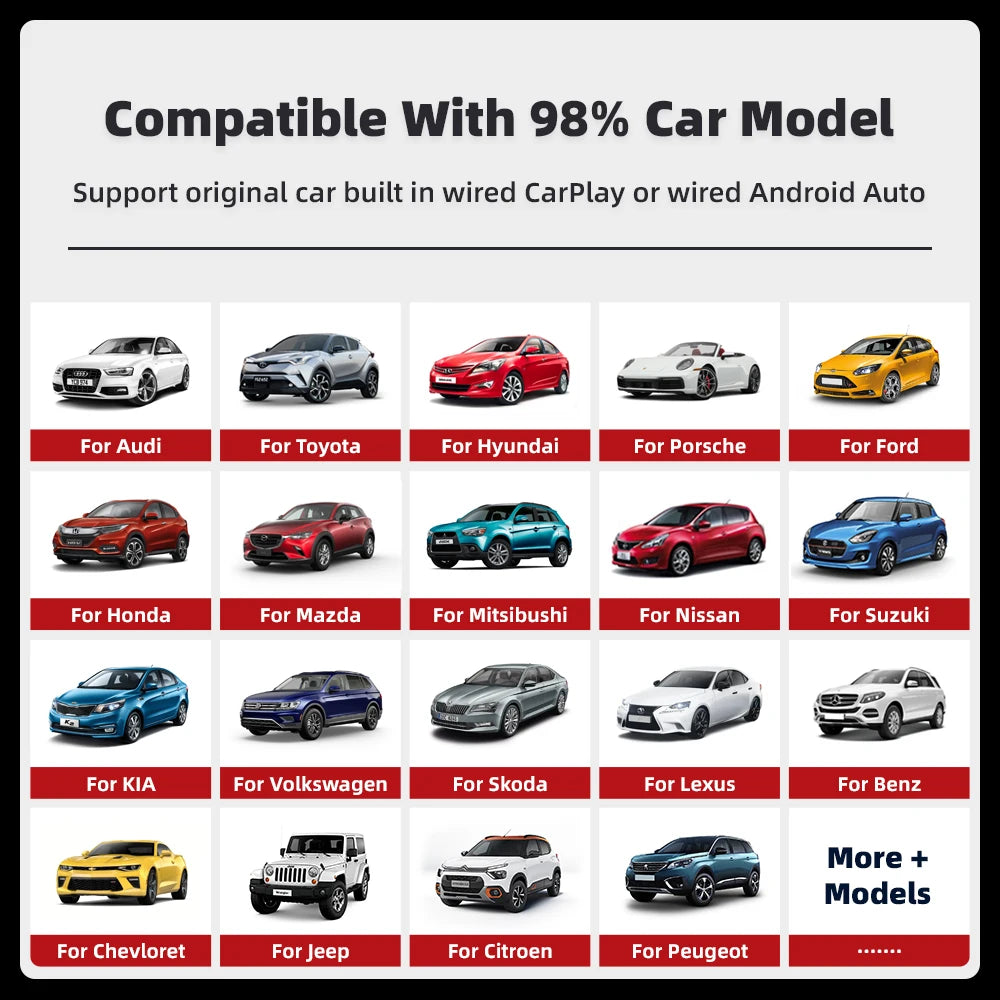 EKIY Wireless CarPlay & Android Auto Adapter – 2-in-1 Wired-to-Wireless USB Smart Dongle with OTA Updates