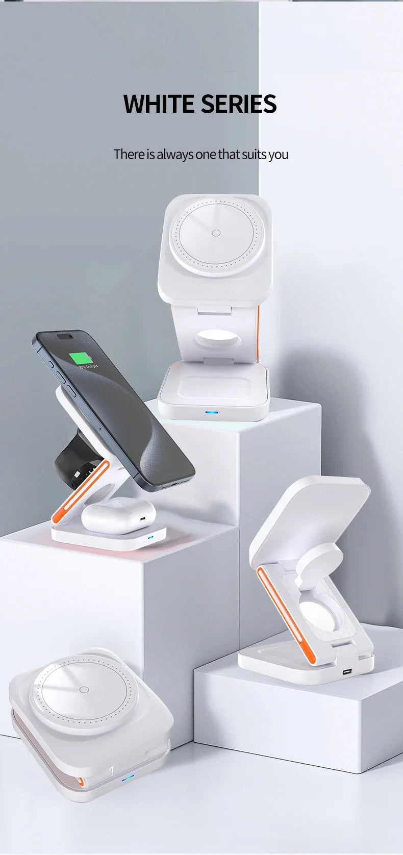 30W Magnetic Wireless Charger Stand – iPhone, Apple Watch & AirPods