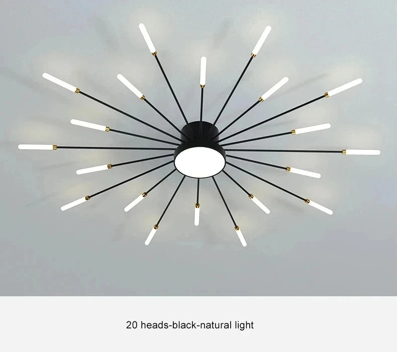 AuroraRealm Modern Black LED Ceiling Light | Large Diameter, Remote Control