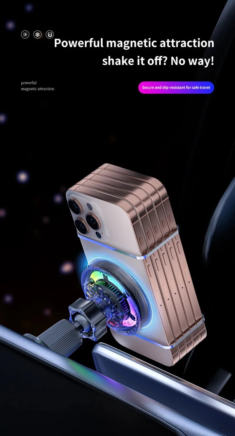 VIKEFON MagSafe-Style Car Charger – 15W Fast Wireless Charging with Cooling Fan