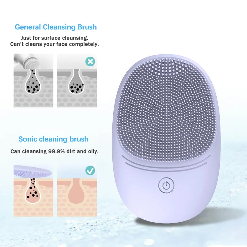 Silicone Sonic Facial Cleansing Brush – Battery Powered Deep Clean Skincare Tool